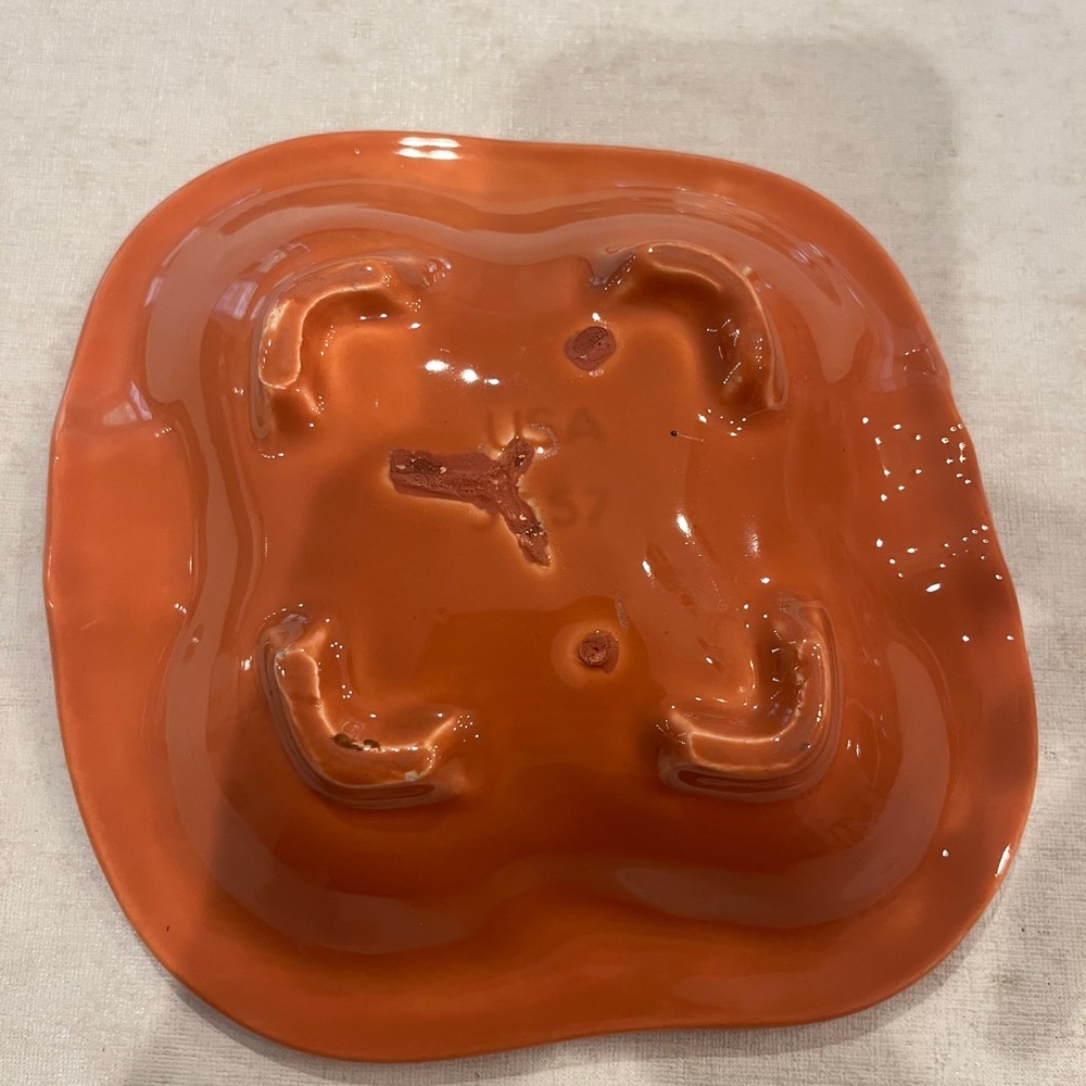 Handcrafted Orange and Green Ceramic Decorative Bowl - Picture 5 of 8